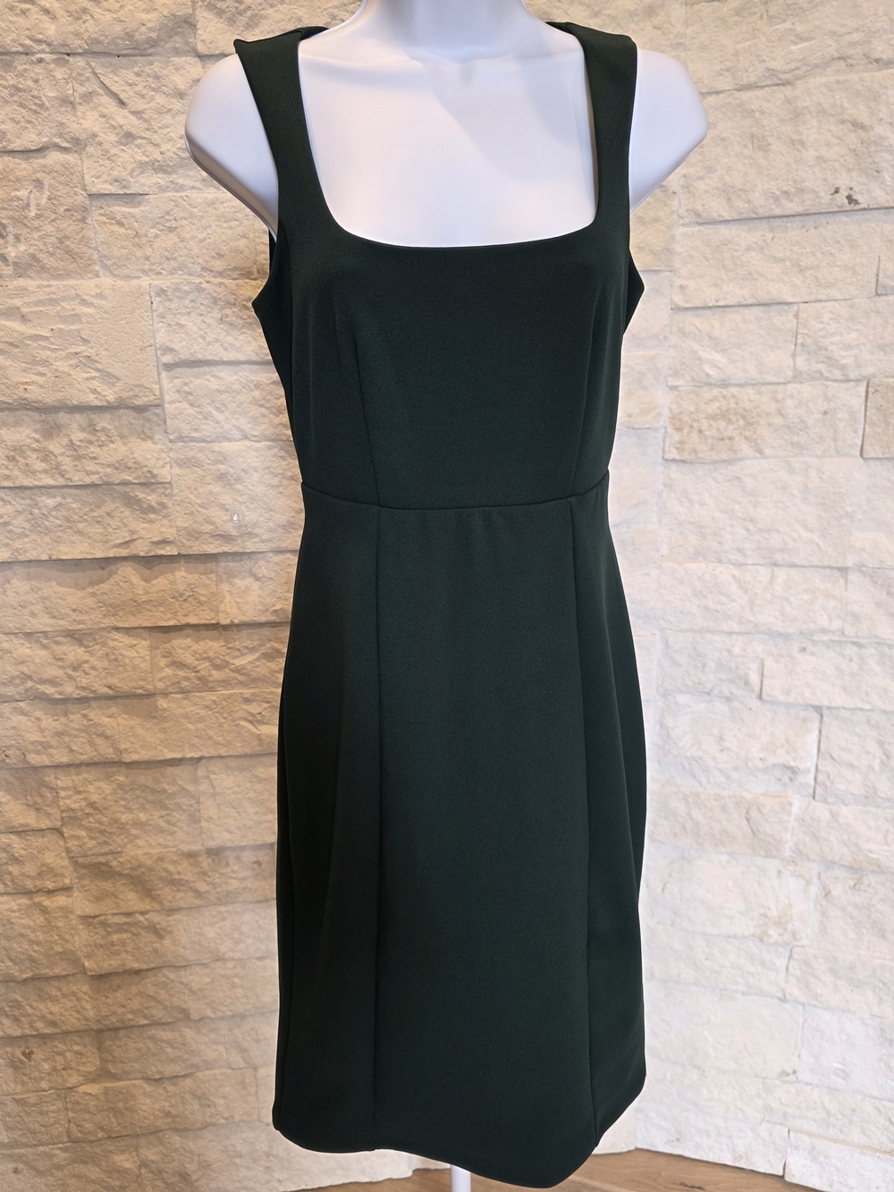 Express Classic Dark Green Square Neck Sleeveless Dress